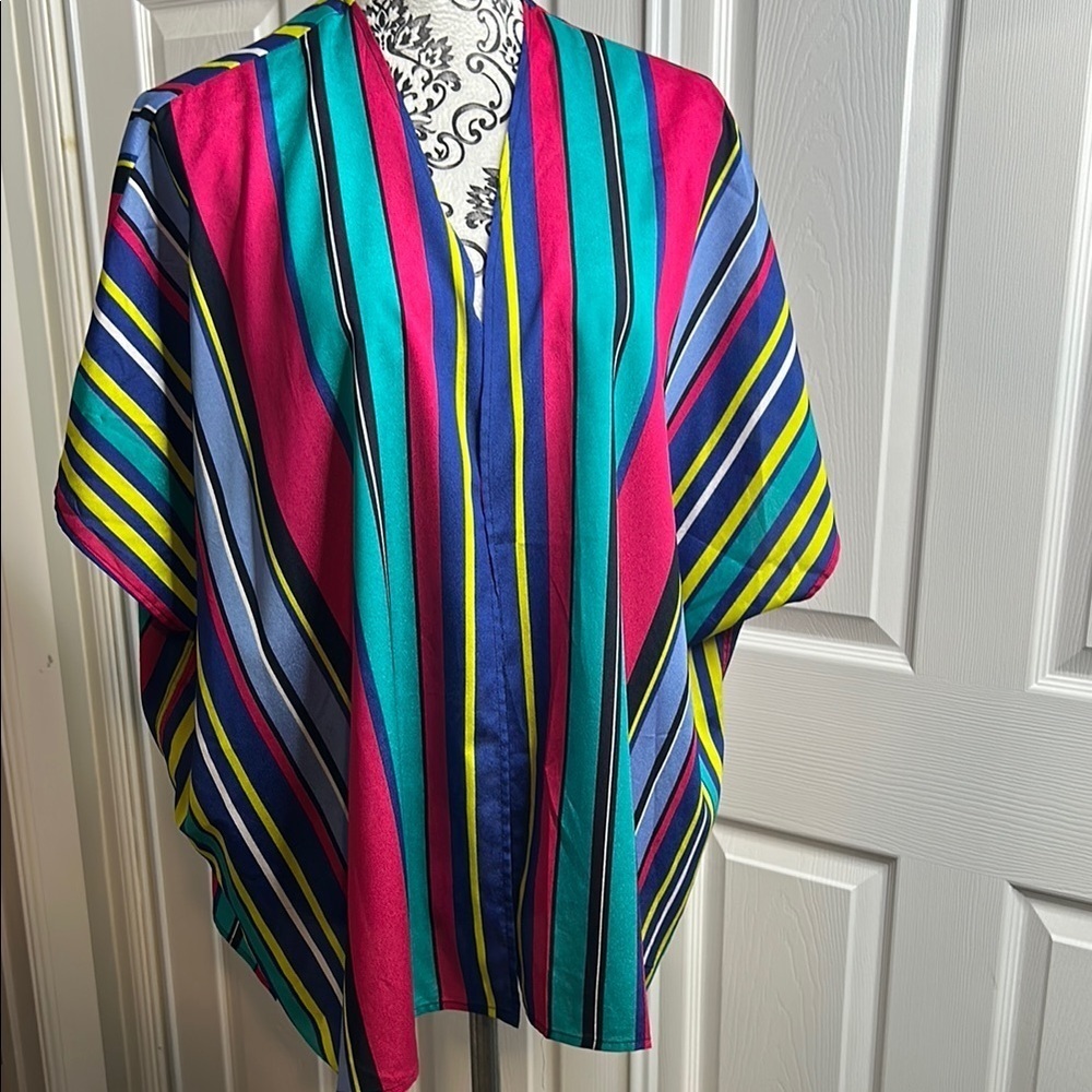 The Limited Bright Vibrant Striped Kimono Spring Summer Lightweight M/L